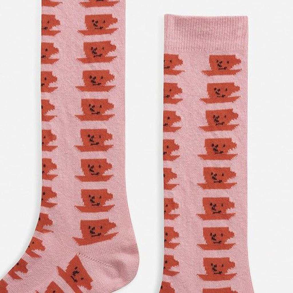 BOBO CHOSES - CALCETIN PINK CUP OF TEA ALL OVER LONG SOCKS