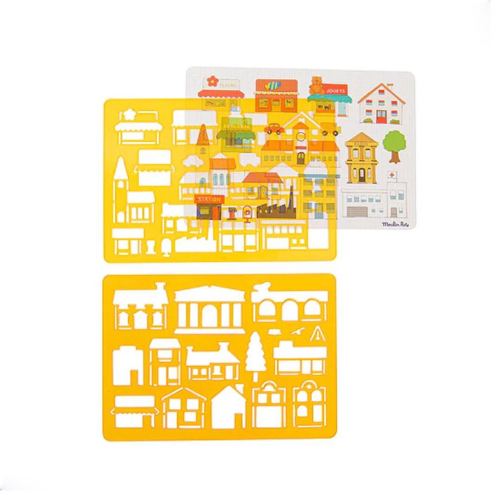 Set de plantillas de dibujo Mercredi La ville MOULIN ROTY