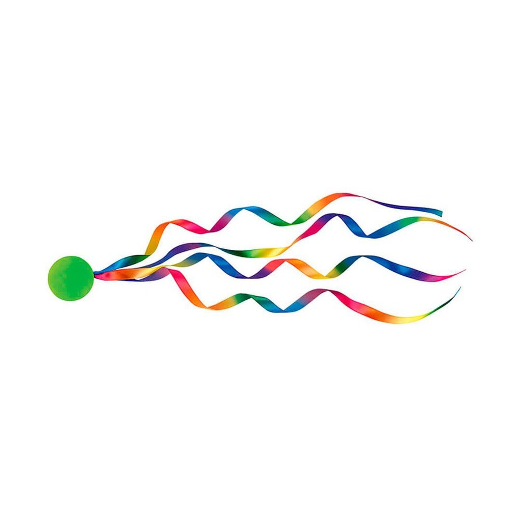 Pelota de goma con cintas