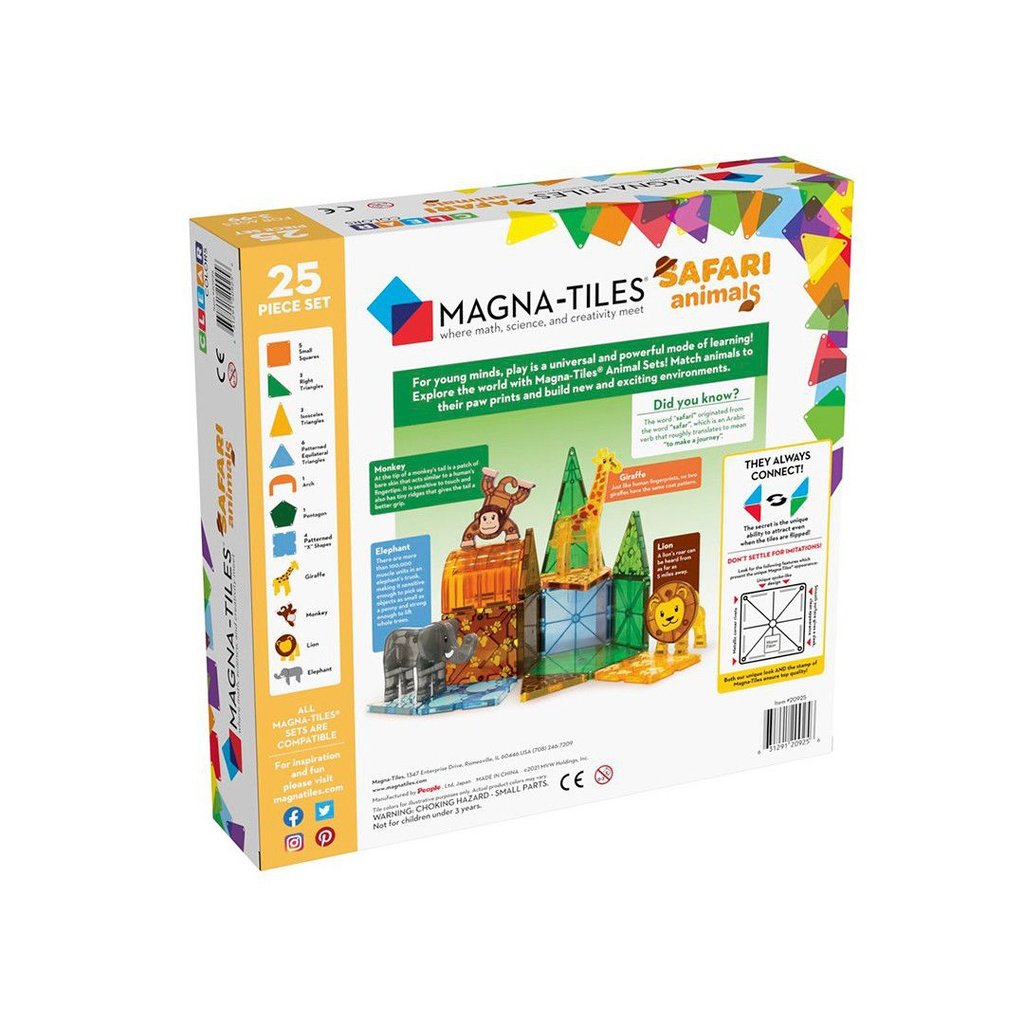 Magna-Tiles Safari Animals 25 piezas - Juego de construcción magnético