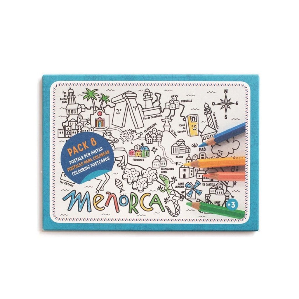 Pack 8 postales de Menorca para colorear