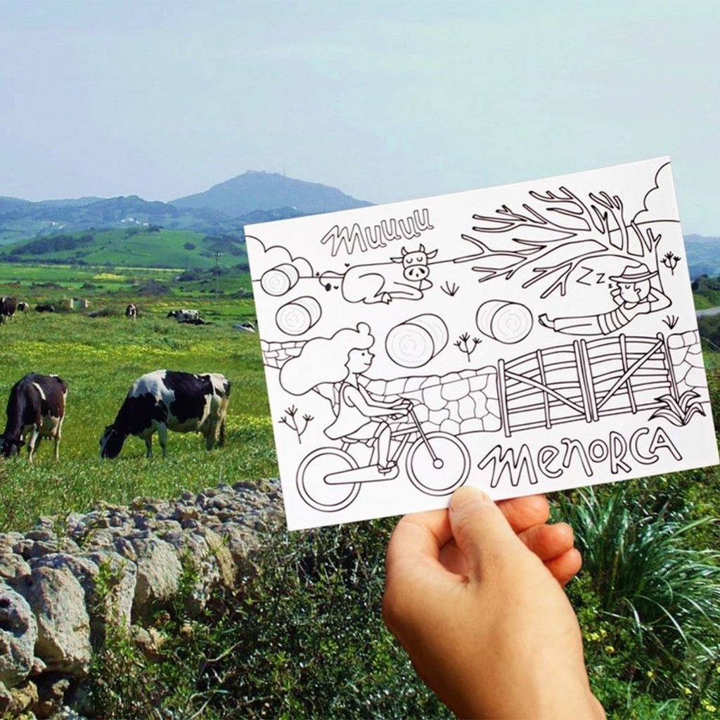 Pack 8 postales de Menorca para colorear