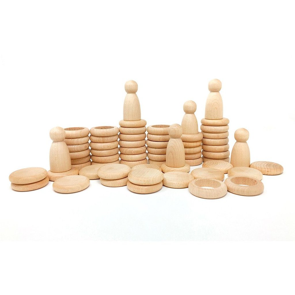 Nins, anillas y monedas de madera natural GRAPAT