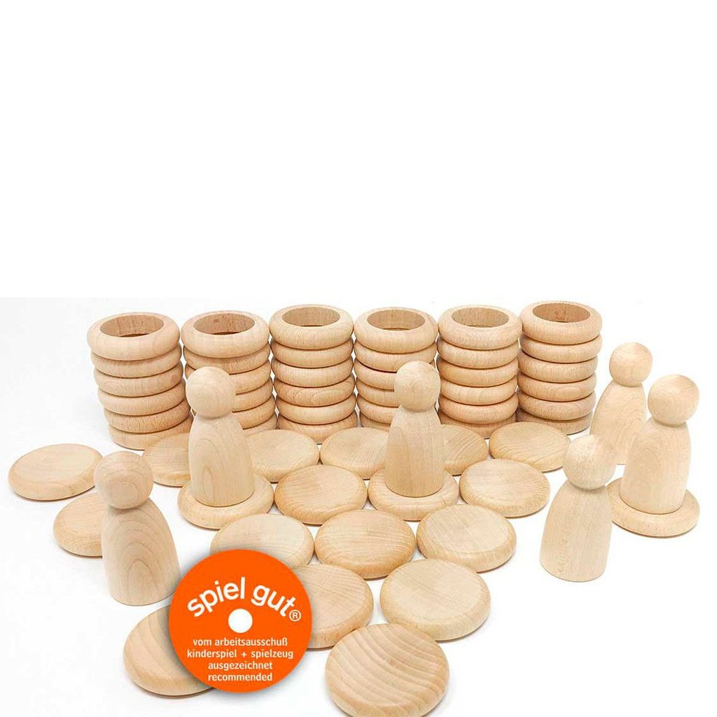 Nins, anillas y monedas de madera natural GRAPAT