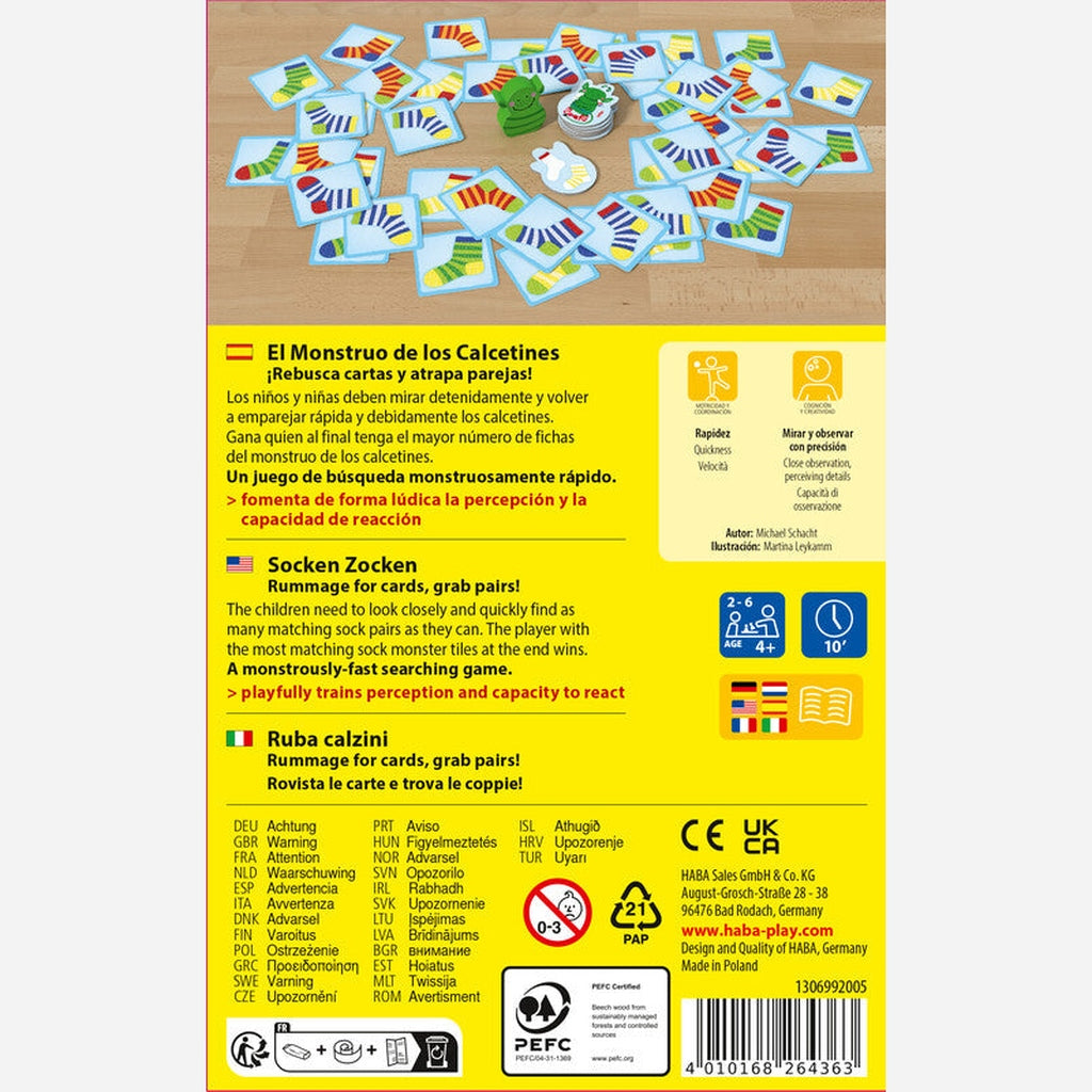 El Monstruo de los Calcetines - Juego de cartas 4+ años
