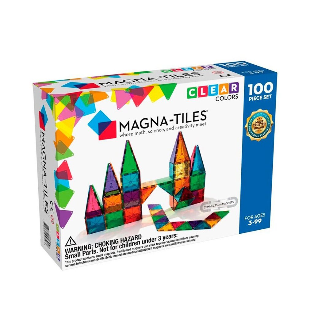 Magna-Tiles Clear Colors 100 piezas - Juego de construcción magnético