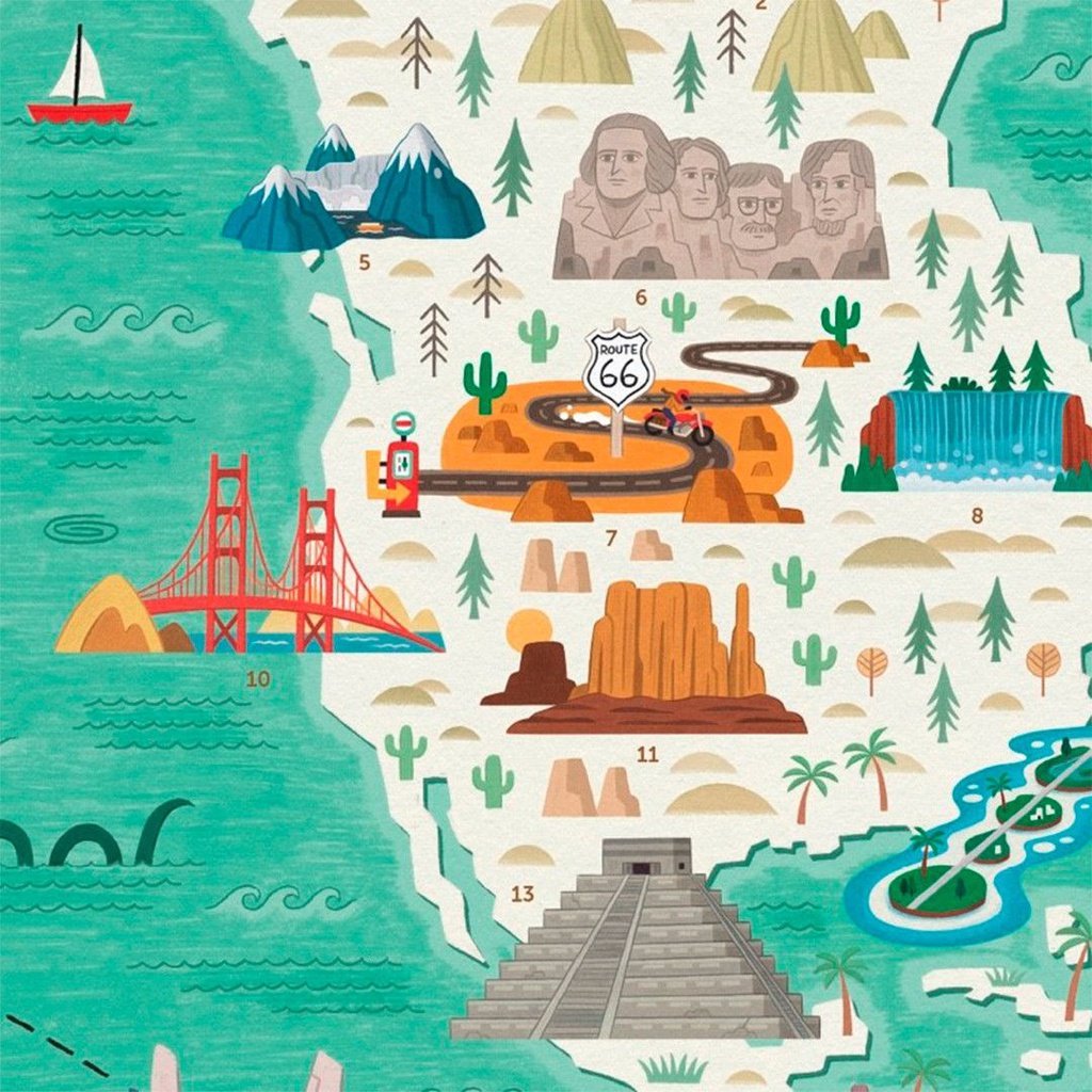 Gran Póster de pegatinas - Monumentos del Mundo