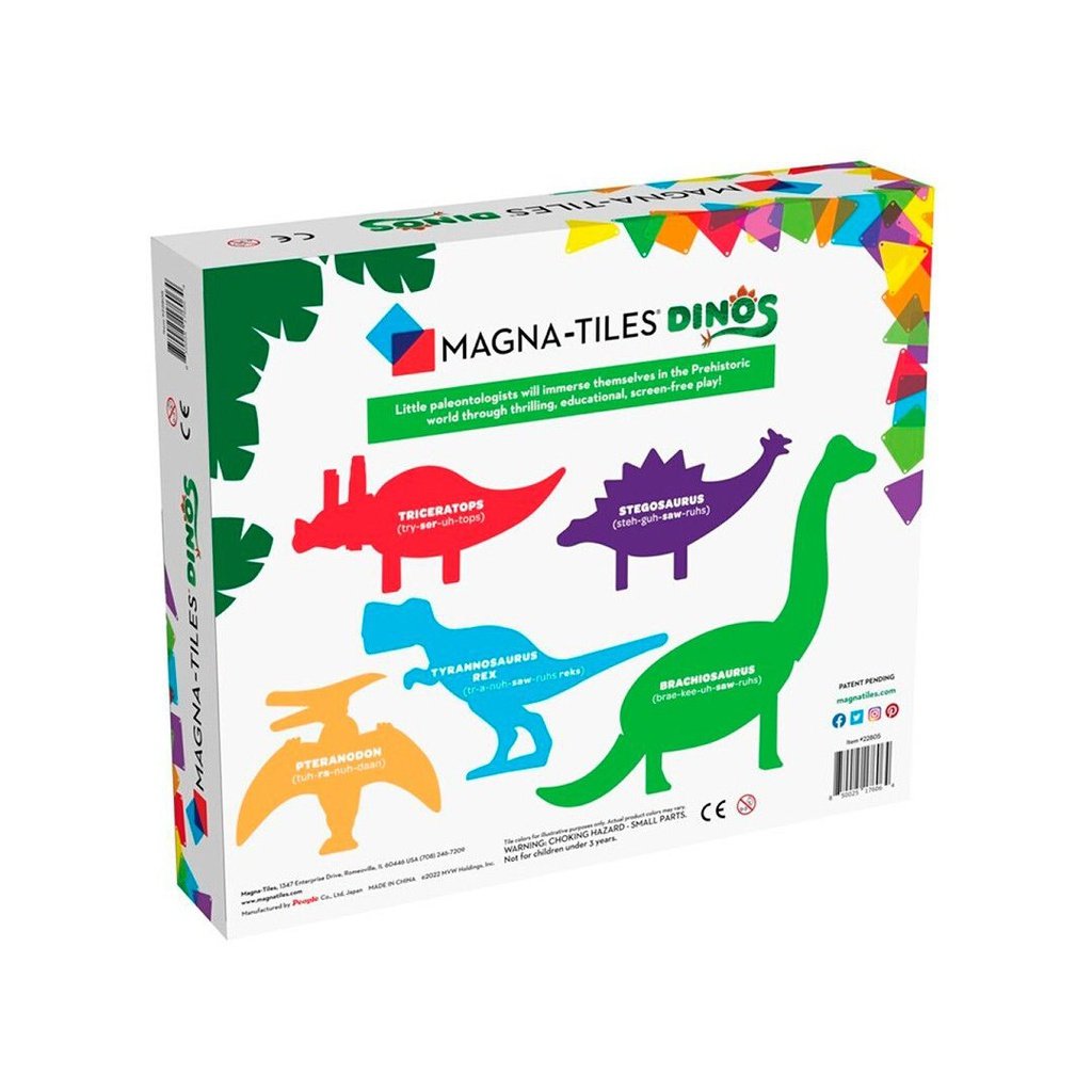 Magna-Tiles Dinos Set 5 piezas - Juego de construcción magnético