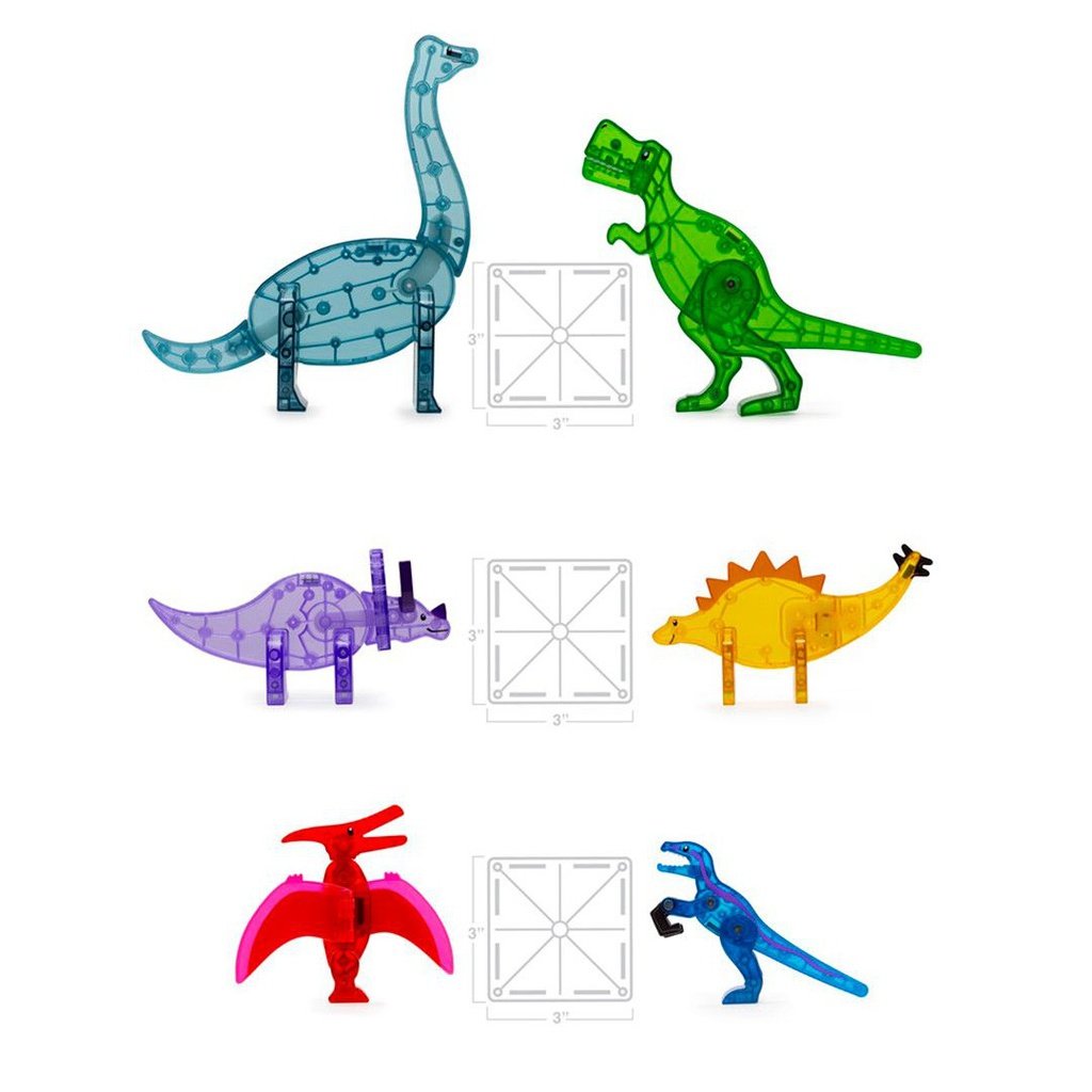 Magna-Tiles Dinos Set 5 piezas - Juego de construcción magnético