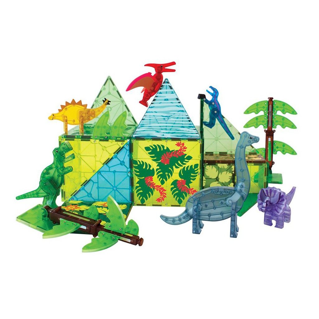 Magna-Tiles Dino World XL Set 50 piezas - Juego de construcción magnético