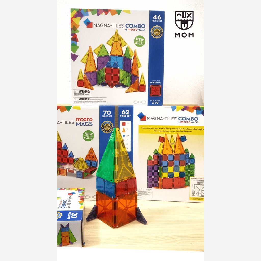 Magna-Tiles Combo 20 piezas + microMAGS - Juego de construcción magnético 3+ años