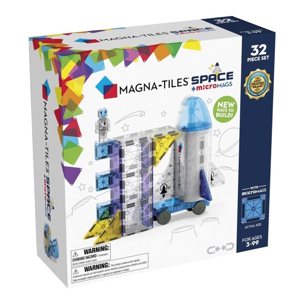 Magna-Tiles Space + microMAGS - Juego de construcción magnético 3+ años