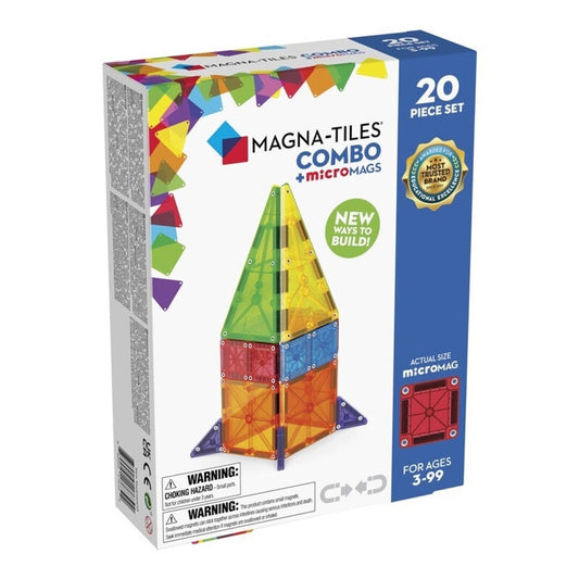 Magna-Tiles Combo 20 piezas + microMAGS - Juego de construcción magnético 3+ años