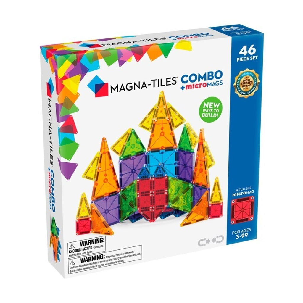 Magna-Tiles Combo 46 piezas + microMAGS - Juego de construcción magnético 3+ años