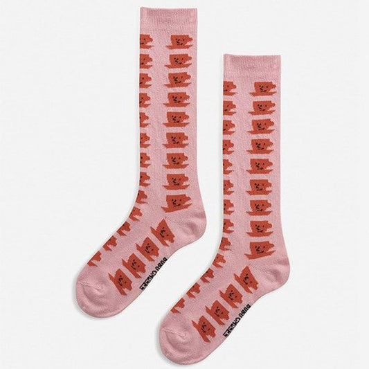 BOBO CHOSES - CALCETIN PINK CUP OF TEA ALL OVER LONG SOCKS