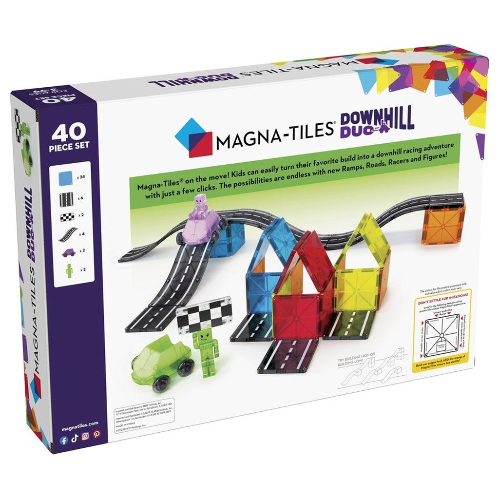 Magna-Tiles Down Hill Duo Set 40 piezas - Juego de construcción magnético