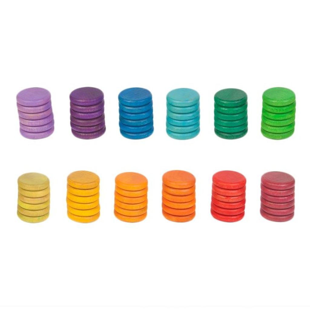 72 monedas de 12 colores de madera GRAPAT