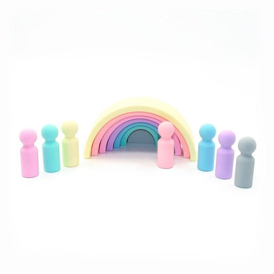 Arcoíris 7 piezas + 7 figuras pastel de silicona MIWIS