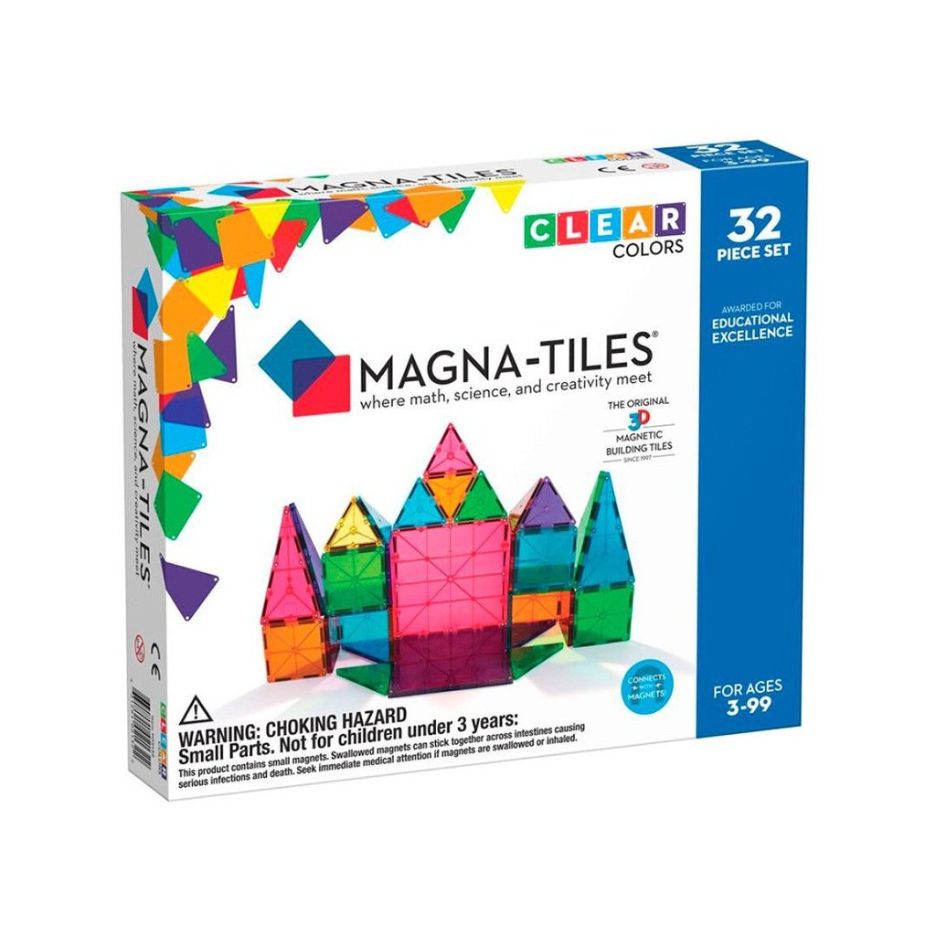 Magna-Tiles Clear Colors 32 piezas - Juego de construcción magnético