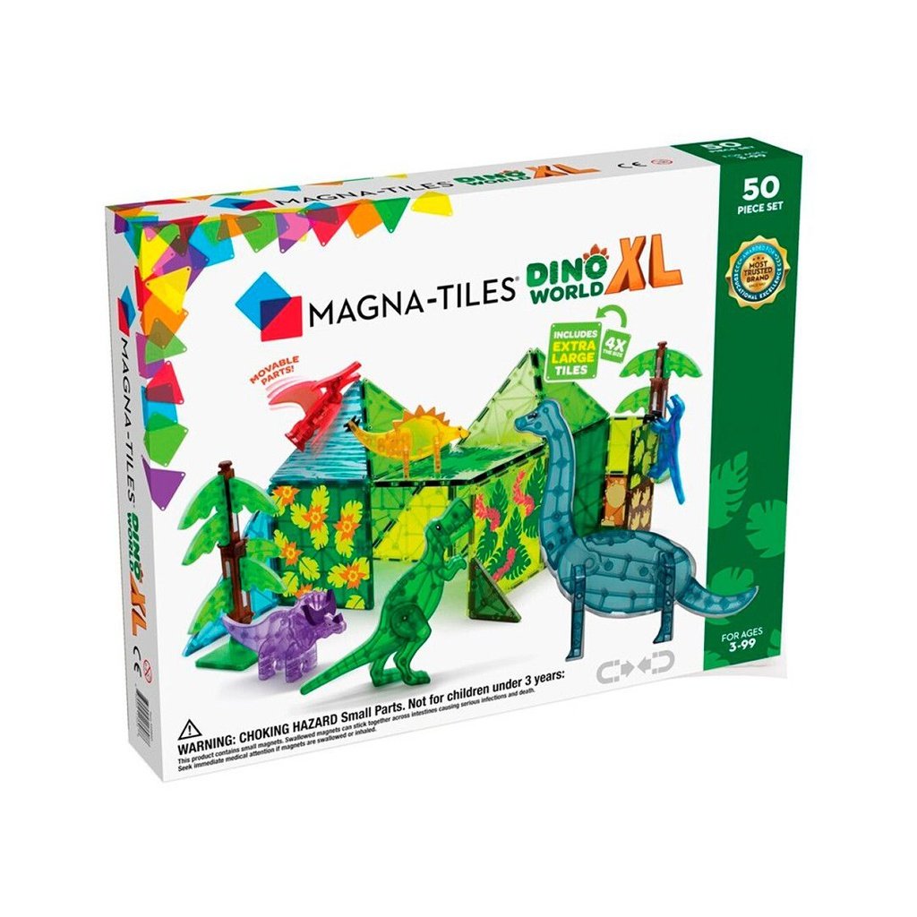 Magna-Tiles Dino World XL Set 50 piezas - Juego de construcción magnético